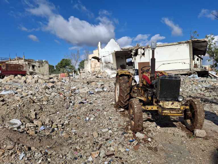 Damaged agricultural assets and surrounding land in South Lebanon after the 2024 conflict, before renewed escalation further disrupted recovery in 2026. © Action Against Hunger, 2026